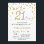 Invitación Sorpresa 21 cumpleaños Purpurina de oro Diamante<br><div class="desc">Sorpresa 21 cumpleaños invitación con fondo de diamante Purpurina Gold. Confetti de oro. Cumpleaños de adultos. Cumpleaños de hombres o mujeres.
Para más personalización,  haga clic en el botón "Personalizar" y utilice nuestra herramienta de diseño para modificar esta plantilla.</div>