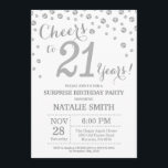 Invitación Sorpresa 21 cumpleaños Purpurina Plata Diamante<br><div class="desc">Sorpresa 21 cumpleaños invitación con fondo de diamante Purpurina plateado. Confetti plateado. Cumpleaños de adultos. Cumpleaños de hombres o mujeres. Para más personalización,  haga clic en el botón "Personalizar" y utilice nuestra herramienta de diseño para modificar esta plantilla.</div>
