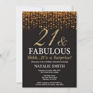 Invitación Sorpresa 21 cumpleaños veintiuno y fabuloso