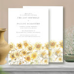 Invitación SORPRESA 21 Fiesta de cumpleaños Boho Summer Sunfl<br><div class="desc">Los modernos girasoles acuáticos amarillos y suaves se encuentran en los prados de flores silvestres. Una estética contemporánea sobre el tradicional girasol rústico.</div>