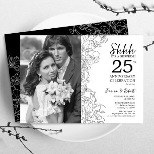 Invitación Sorpresa 25 Aniversario Con Foto Blanco Negro