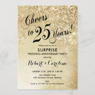 Invitación Sorpresa 25 Aniversario de Boda - Oro