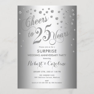 Invitación Sorpresa 25 Aniversario de Boda - Plata
