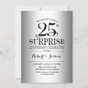Invitación Sorpresa 25 Aniversario de Boda - Plata