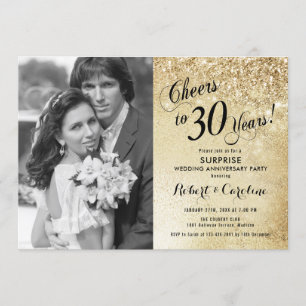 Invitación Sorpresa 30º Aniversario con Foto - Oro