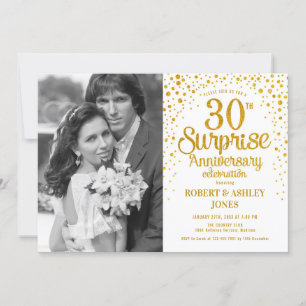Invitación Sorpresa 30º Aniversario con Foto - Oro Blanco