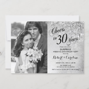 Invitación Sorpresa 30º Aniversario con Foto - Plata