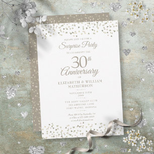 Invitación Sorpresa 30º Aniversario de Boda Corazones Confeti