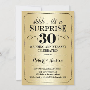 Invitación Sorpresa 30º Aniversario de Boda - Dorado Negro