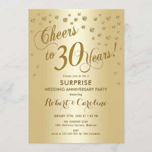 Invitación Sorpresa 30º Aniversario de Boda - Oro