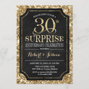 Invitación Sorpresa 30º Aniversario de Boda - Oro Negro
