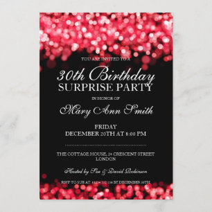 Invitación Sorpresa 30.ª luz roja Fiesta de cumpleaños