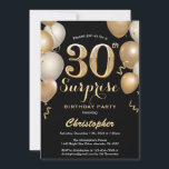 Invitación Sorpresa 30.º cumpleaños Globos de oro y negro<br><div class="desc">Sorpresa 30 cumpleaños Invitación Confetti de Globos Negros y Oro. Para una mayor personalización,  haga clic en el botón "Personalizar" y utilice nuestra herramienta de diseño para modificar esta plantilla.</div>
