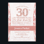 Invitación Sorpresa 30.º Fiesta de cumpleaños - blanco de oro<br><div class="desc">Sorpresa 30 cumpleaños invitación a fiesta en oro blanco y rosa. Elegante carta de invitación con oro falso rosa purpurina y diamantes. El diseño clásico es perfecto para un fiesta elegante. Por favor,  envíame un mensaje si necesitas una edad personalizado.</div>