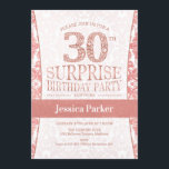 Invitación Sorpresa 30.º Fiesta de cumpleaños - blanco de oro<br><div class="desc">Sorpresa 30 cumpleaños invitación a fiesta en oro blanco y rosa. Elegante carta de invitación con oro falso rosa purpurina y diamantes. El diseño clásico es perfecto para un fiesta elegante. Por favor,  envíame un mensaje si necesitas una edad personalizado.</div>