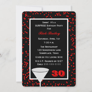 Invitación Sorpresa 30.º Fiesta de cumpleaños Glass con Confe
