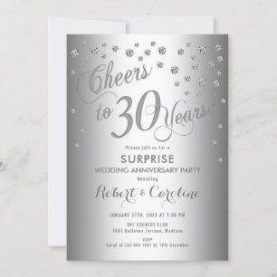 Invitación Sorpresa 30° aniversario Boda - Plata