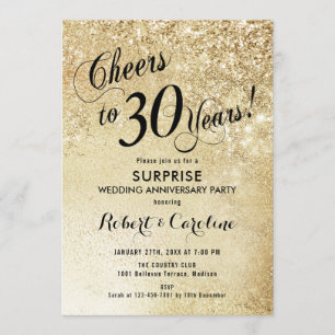 Invitación Sorpresa 30 Aniversario de Bodas - Oro