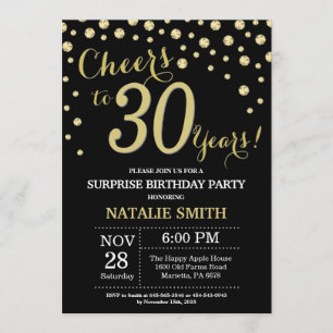 Invitación Sorpresa 30 años Diamante negro y oro