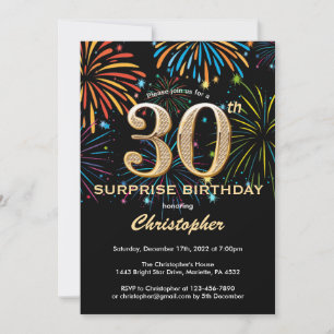 Invitación Sorpresa 30 años: Fuego de arcoiris de oro negro