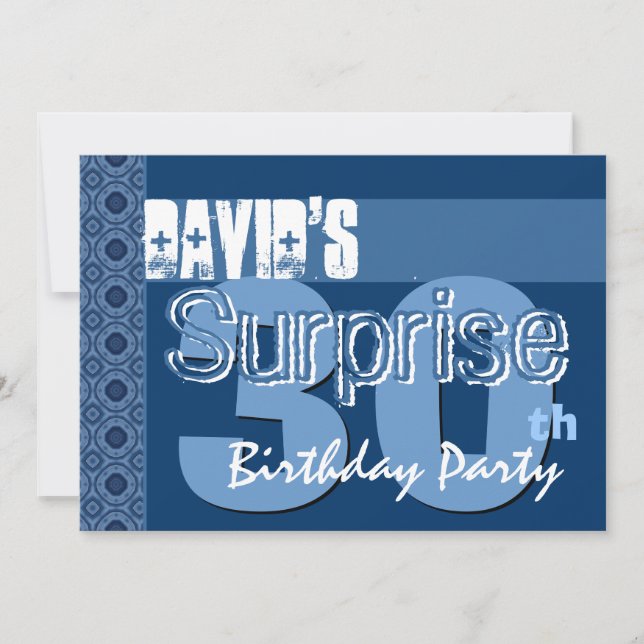 Invitación Sorpresa 30 años por él, Blue Steampunk (Anverso)