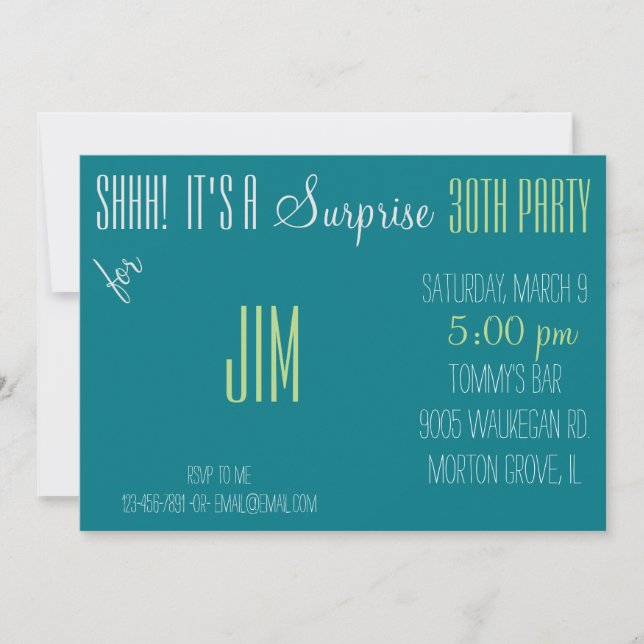 Invitación Sorpresa 30 cumpleaños (Anverso)