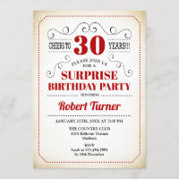 Sorpresa 30 cumpleaños - Blanco Rojo Negro