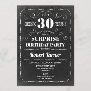 Invitación Sorpresa 30 cumpleaños - Chalkboard