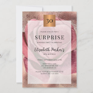 Invitación Sorpresa 30 cumpleaños fiesta rosa purpurina de or