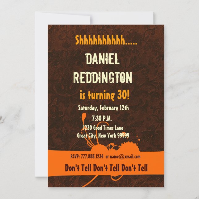 Invitación SORPRESA 30 cumpleaños Grunge Paint Drip C732AB (Reverso)