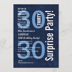 Invitación SORPRESA 30 cumpleaños moderno Royal Blue R601