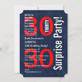 Invitación SORPRESA 30 cumpleaños moderno Royal Blue R601A