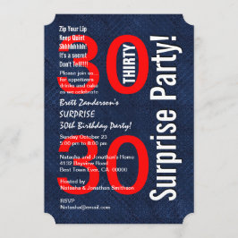 Invitación SORPRESA 30 cumpleaños moderno Royal Blue R601A