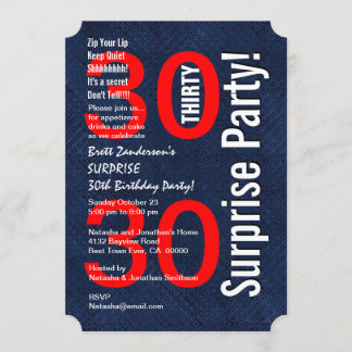 Invitación SORPRESA 30 cumpleaños moderno Royal Blue R601A