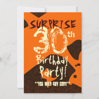 Invitación SORPRESA 30 cumpleaños Naranja marrón C736