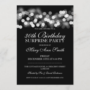 Invitación Sorpresa 30 cumpleaños Silver Hollywood Glam