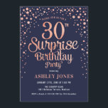 Invitación Sorpresa 30 Fiesta de cumpleaños - Marina y oro Ro<br><div class="desc">Sorpresa 30.ª Invitación a la fiesta de cumpleaños. Diseño elegante en oro rosa purpurina y marrón. Presenta un diseño elegante de tipo de letra y letra de guión. Mándame un mensaje si necesitas edad personalizado.</div>