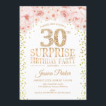 Invitación Sorpresa 30 Fiesta de cumpleaños - Rosa de oro bla<br><div class="desc">Sorpresa 30.ª Invitación a la fiesta de cumpleaños. Elegante diseño en falso oro purpurina,  blanco y rosa. Incluye confetti,  letra de guión y flores color de agua rosa rubor. Mándame un mensaje si necesitas más personalización.</div>
