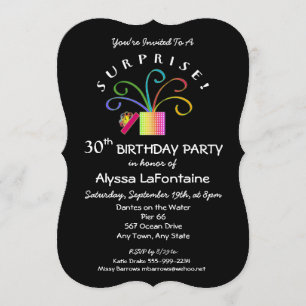 Invitación ¡SORPRESA! 30 o cualquier fiesta de cumpleaños neg