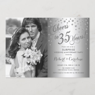 Invitación Sorpresa 35º Aniversario con Foto - Plata