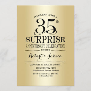 Invitación Sorpresa 35º Aniversario de Boda - Oro