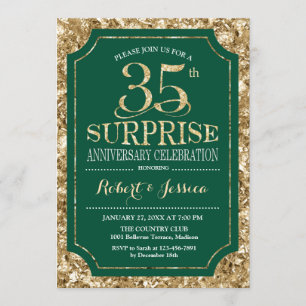 Invitación Sorpresa 35° aniversario Boda - Oro Verde