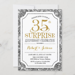 Invitación Sorpresa 35 Aniversario de Boda - Plata Oro