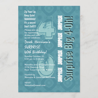 Invitación SORPRESA 40º aniversario moderno Azul y Blanco V15