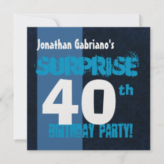 Invitación SORPRESA 40º cumpleaños azul moderno W566