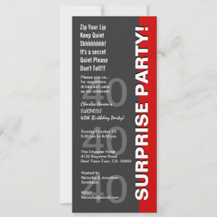 Invitación SORPRESA 40º Fiesta de cumpleaños rojo moderno V3