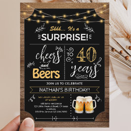 Invitación Sorpresa 40.ª pizarra rústica de cumpleaños