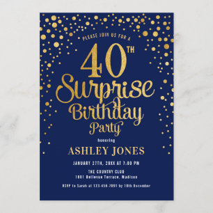 Invitación Sorpresa 40.º Fiesta de cumpleaños - Marina y Oro