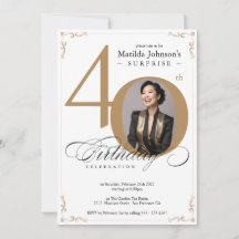 Sorpresa 40.º Personalizado Elegante de Oro Blanco