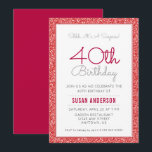 Invitación Sorpresa 40.º Purpurina Rojo Faux de cumpleaños<br><div class="desc">Esta elegante y sorprendente invitación a la fiesta de cumpleaños número 40 cuenta con un purpurina rojo falso. El texto del personalizado le permite añadir los detalles de su invitación.</div>